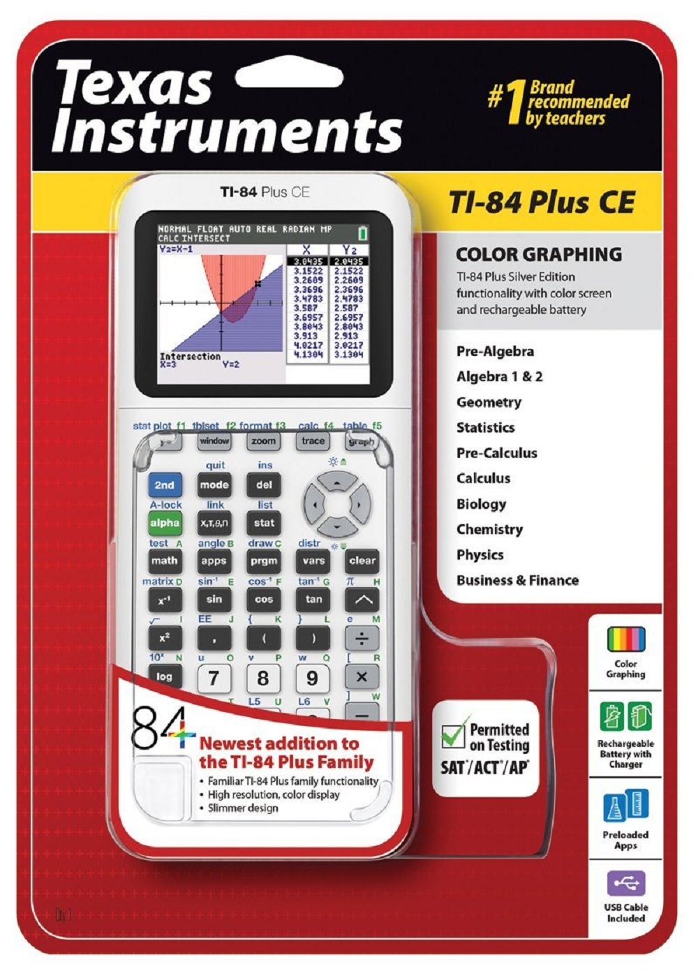 Texas Instruments TI-84 Plus CE Graphing Calculator, White - image 1 of 3