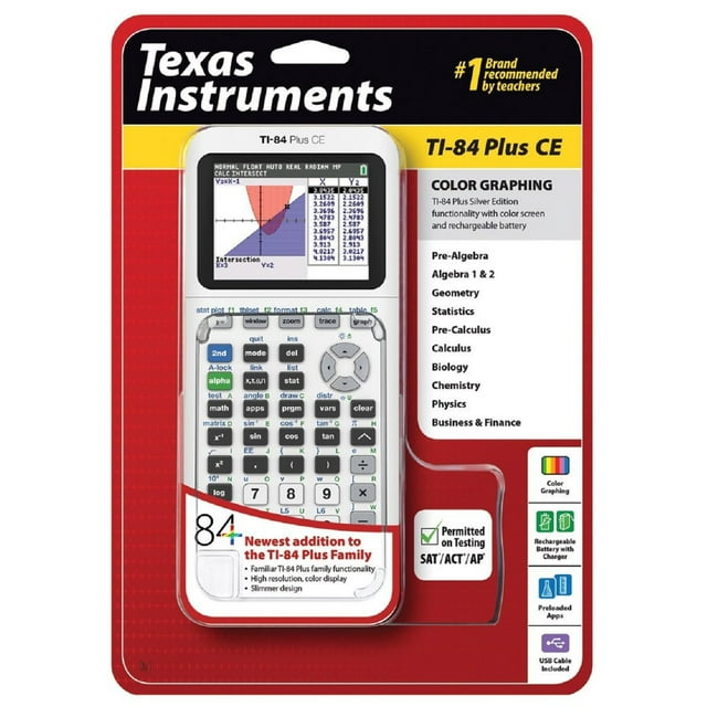Texas Instruments TI-84 Plus CE Graphing Calculator, White