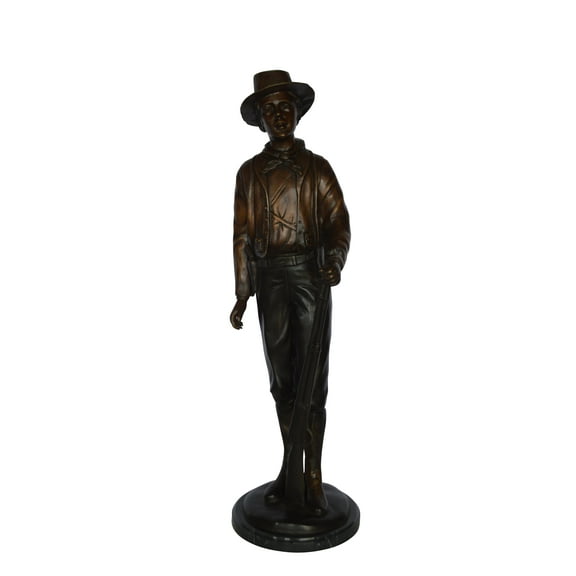 Texas Jack Bronze Statue Mounted on a Marble Base -  Size: 11"L x 9"W x 31"H.