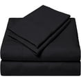 thumbnail image 1 of Texas King Size 4 Piece Sheet Set, 300 Thread Count Fabric, 14" Deep Pocket, Sateen Finish Sheets, 100% Egyptian Cotton, Cool and Breathable - Black Solid., 1 of 6