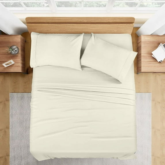 Texas King Size Bed Sheets Set - 800 Thread Count Sheets, 100% Egyptian Cotton Hotel Luxury Bedding, for Kids, Dorm Rooms & Adults Fits Mattress Upto 30" Deep Beige Solid Sheet Set