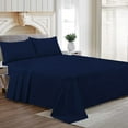 thumbnail image 1 of Texas King Size Egyptian Cotton Family King Sheet Set Premium 800 TC Softest Family King Bed Sheets Navy Blue Solid 27 Inch Deep Pocket 4PC- 1 Flat Sheet, 1 Fitted Sheet & 2 Pillowcase, 1 of 7