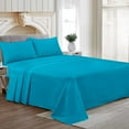 thumbnail image 1 of Texas King Size Egyptian Cotton Family King Sheet Set Premium 800 TC Softest Family King Bed Sheets Turquoise Blue Solid 27 Inch Deep Pocket 4PC- 1 Flat Sheet, 1 Fitted Sheet & 2 Pillowcase, 1 of 7