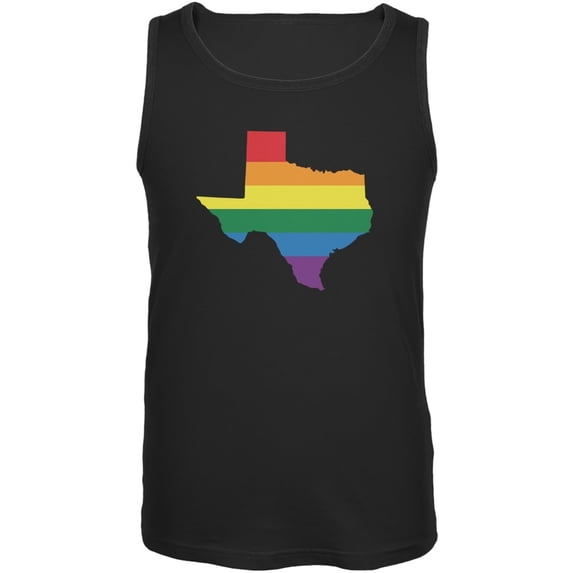 Texas LGBT Gay Pride Rainbow Black Adult Tank Top - Small