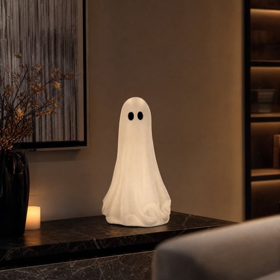Texas Large Ghost Tabletop Decoration For Mantel Shelf Entryway Table Fall Holiday Decoration, Black and White, 20"