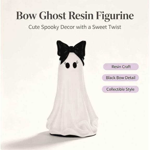 Texas Large Ghost Tabletop Decoration - White Resin Standing Ghost Tabletop Figurine, Gentle Autumn Halloween Indoor Shelf and Decoration