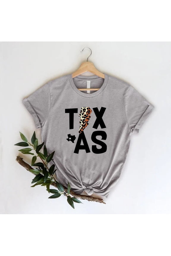 Texas Lightning Shirt, Texas Shirt, Texas Map Tee, Cowgirl Clothing, Texas Home T-Shirt, Leopard Texas Tee, Desert Vibes, Texas State Shirt, Full Size S-5XL