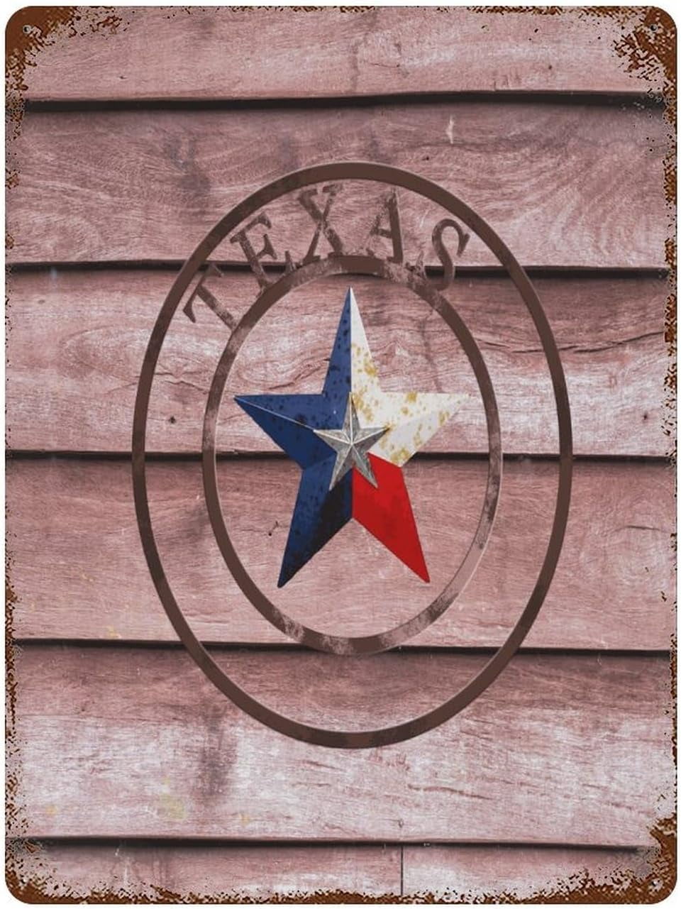 40" Texas 1836 Barn Star Metal Wall Sign - Twisted Rope Ring, Powder Coated, Western Home Decor