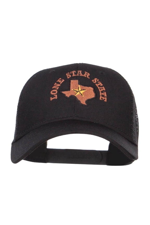 Texas Lone Star State Embroidered Trucker Cap - Black OSFM