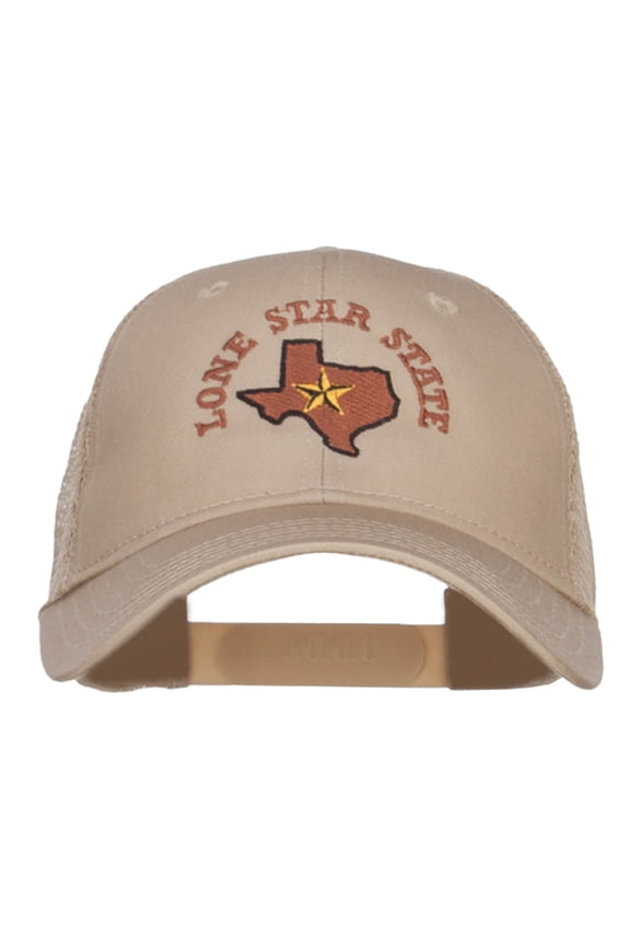 Texas Lone Star State Embroidered Trucker Cap - Khaki OSFM
