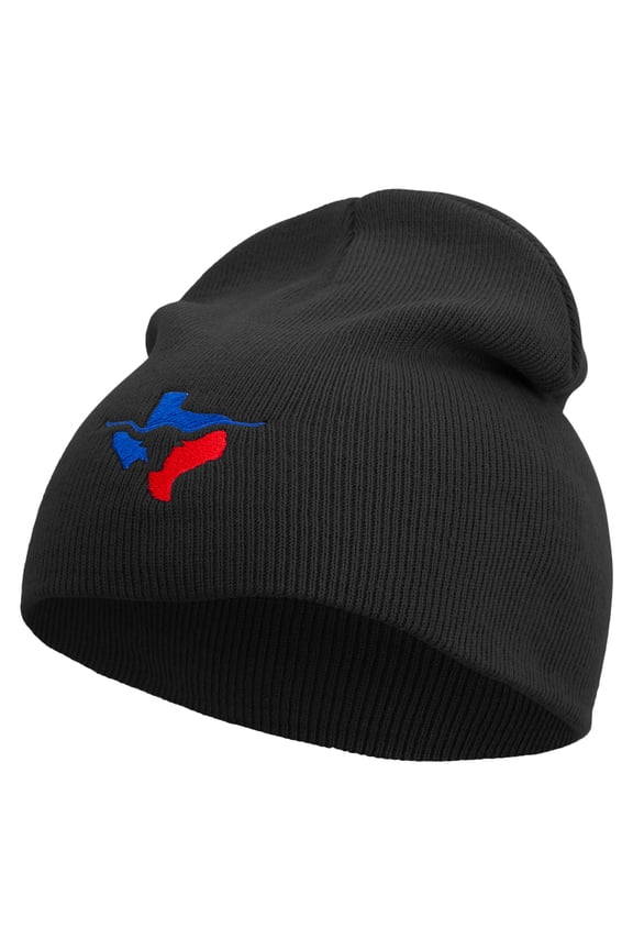 Texas Long Horn Logo Embroidered 8 inch Acrylic Short Beanie - Black OSFM