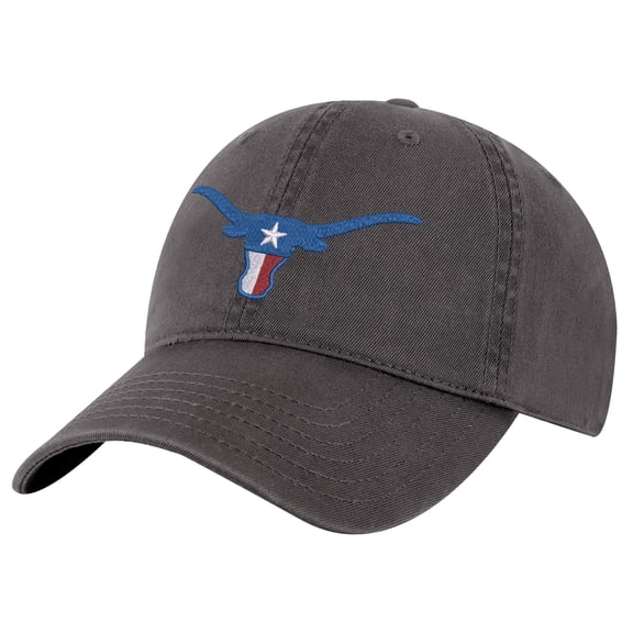 Texas Longhorn Baseball Cap – Embroidered TX Bull Flag Hat – Lone Star State Dad Cap (Charcoal)