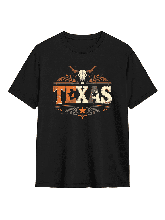 Texas Longhorn Cool Graphic Tee For Men And Women, Travel Casual Cotton Short Sleeves T-Shirt