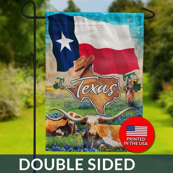 Texas Longhorn Garden Flag Bluebonnets amp Lone Star Pride 1