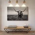 Texas Longhorn Portrait Wall Art Print, Black And White Western ...