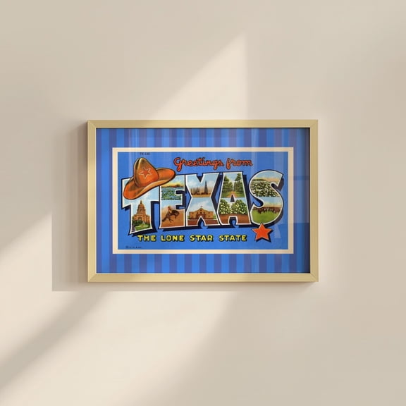 Texas Longhorn State Travel Wall Art Decor Unframed Paper Print