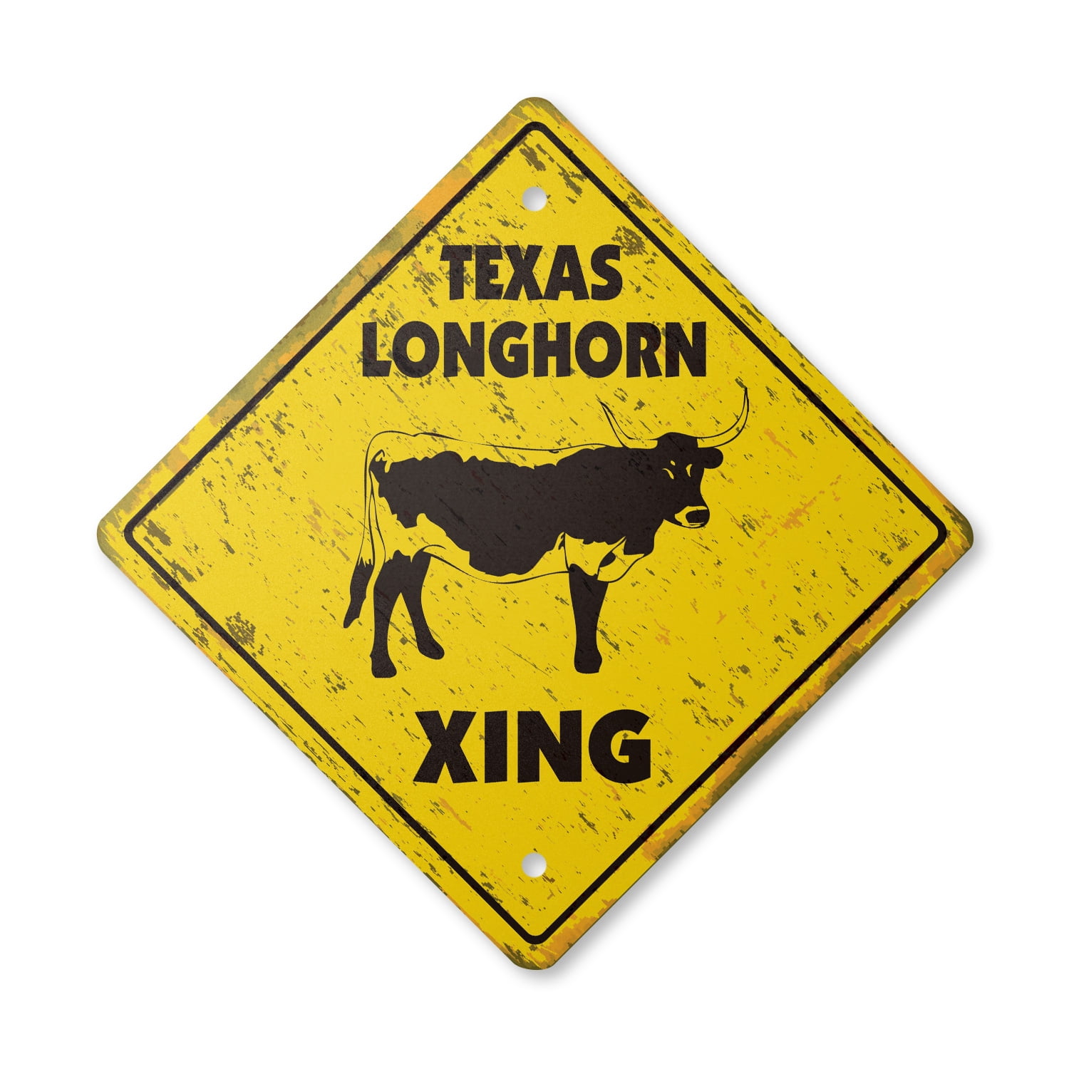 Texas Longhorn Vintage Crossing Sign Zone Xing | Indoor/Outdoor Plastic ...