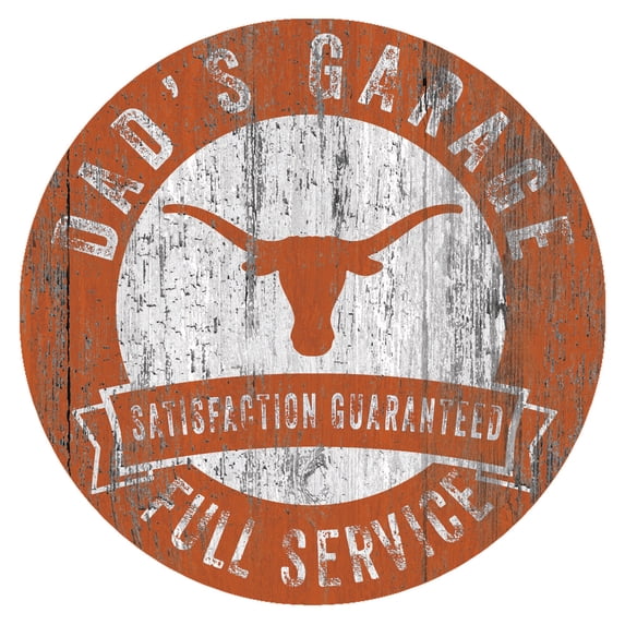 Texas Longhorns 12" x 12" Dad's Garage Sign