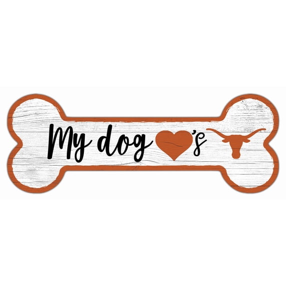 Texas Longhorns 6" x 12" Team Dog Bone Sign