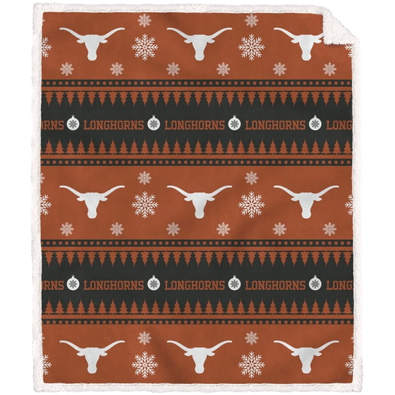 Texas Longhorns 60'' x 70'' Holiday Gift Wrap Sherpa Flannel Fleece Blanket
