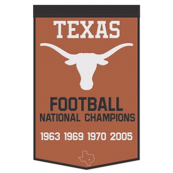 Wraft Fanatics 9416657158 24 x 38 in. Texas Longhorns Banner Wool - Dynasty Champ Design Football