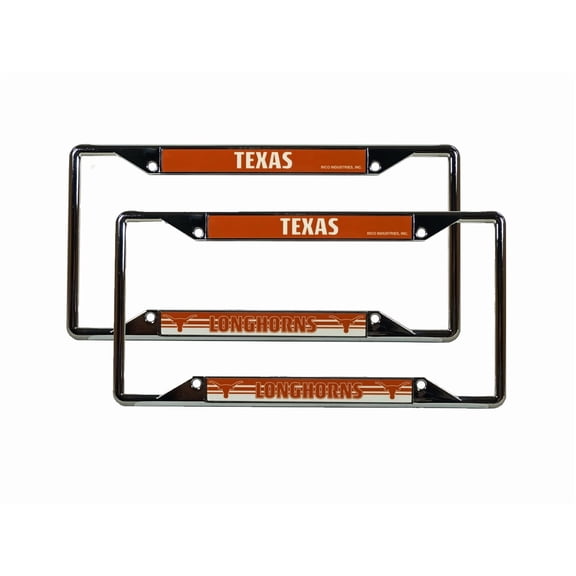 Texas Longhorns Chrome EZ View License Plate Frame - Set of 2 Frames