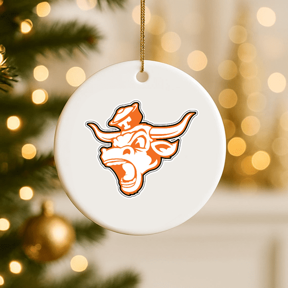 Texas Longhorns Mascot Logo #1 2D FLAT CIRCLE Ceramic Ornament