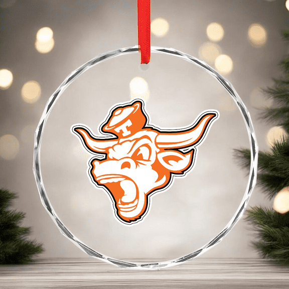 Texas Longhorns Mascot Logo #1 CIRCLE GLASS ORNAMENT Home Decor