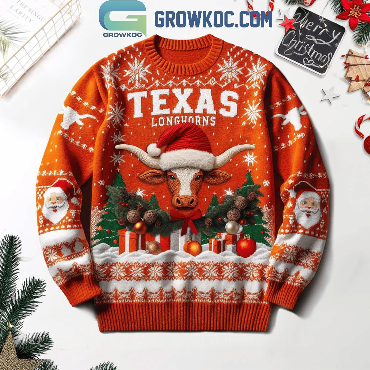 Texas Longhorns Merry Christmas And Happy New Year Ugly Sweater ...