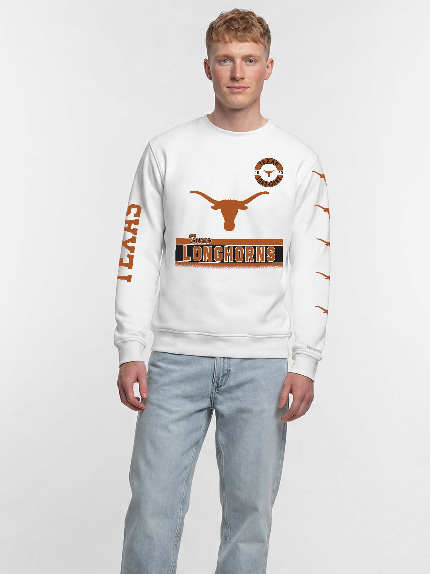 Texas Longhorns Reebok Mens White Crew Sweatshirt