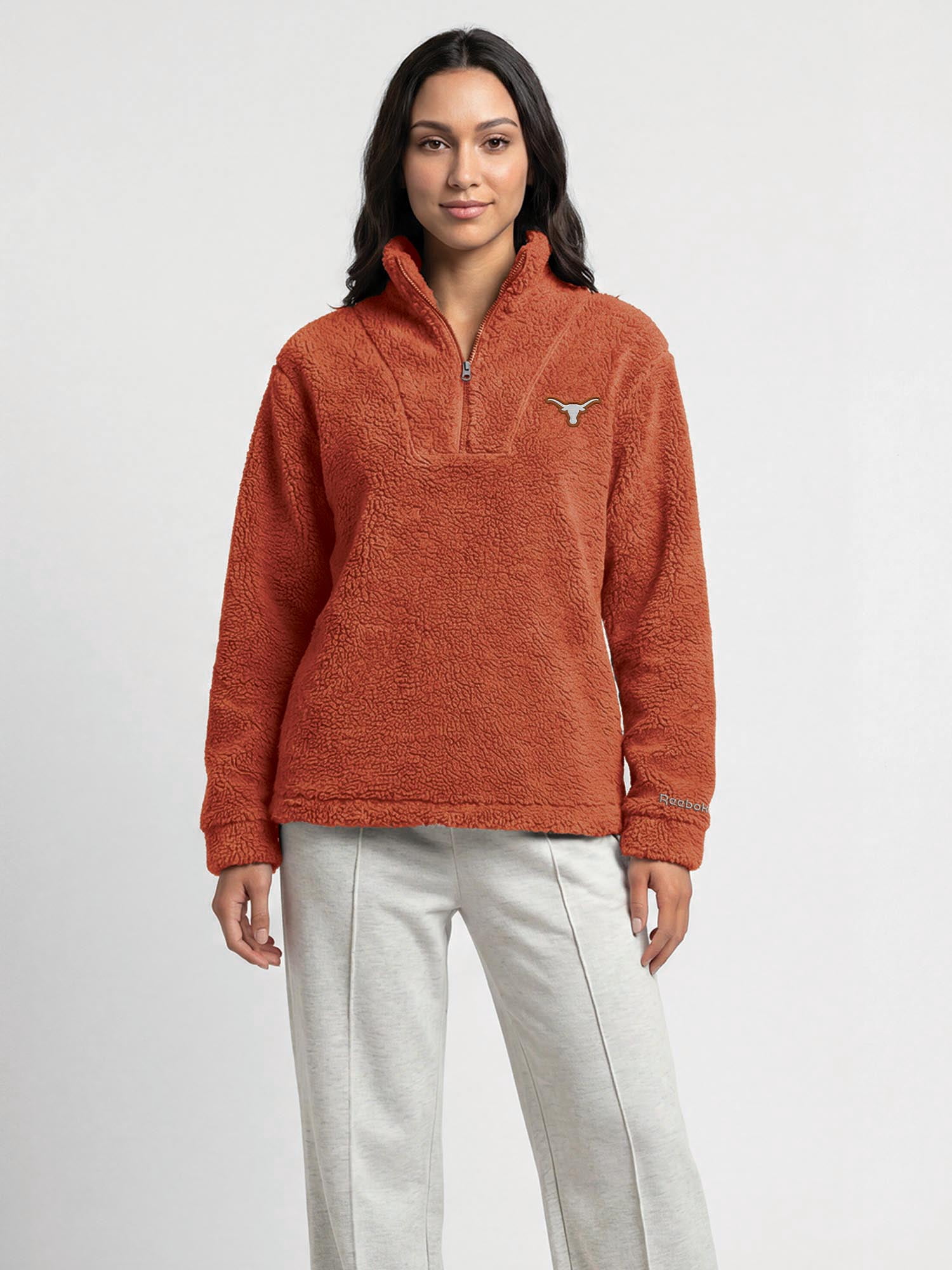 Texas Longhorns Reebok Womens Relaxed Fit Qtr Zip Sherpa Pullover