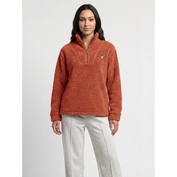 Texas Longhorns Reebok Womens Relaxed Fit Qtr Zip Sherpa Pullover