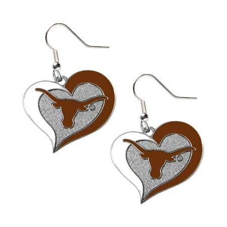 Texas Longhorns Swirl Heart Dangle Logo Earring Set Charm Gift NCAA