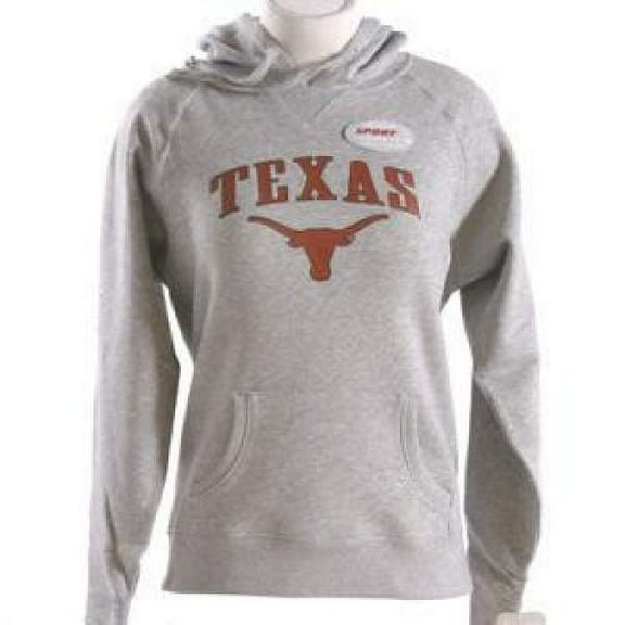 Texas Longhorns Women's Hooded Sweatshirt - Texas Arched Over Longhorns Logo - By Champion - Oxford Heather