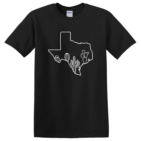 Texas Map Cactus Home State Graphic T-Shirt