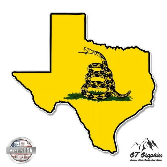 Texas Map Gadsden Flag - 12" Vinyl Sticker Waterproof Decal
