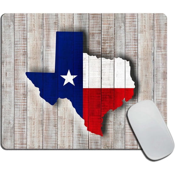 Texas Map Mouse Pad, Texas Flag on Rusty Rustic Wooden Board American Southwestern Customized Non-Slip Rubber Base Mousepads, Computer Mouse Pads for Wireless Mouse 9.5×7.9×0.12 inches
