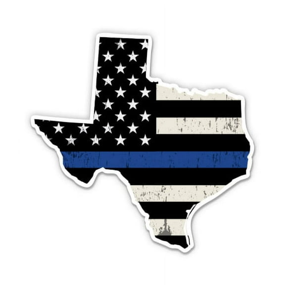 Texas Map Police Flag - 12" Vinyl Sticker Waterproof Decal