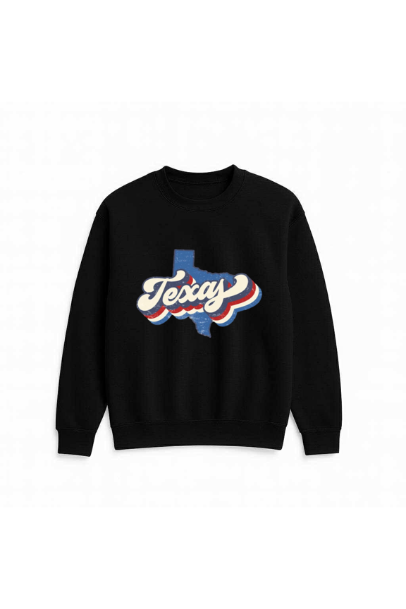 Texas Map Silhouette Retro State Pride Graphic Vintage Travel Gift Sweatshirt, for men & women, up to size 5XL