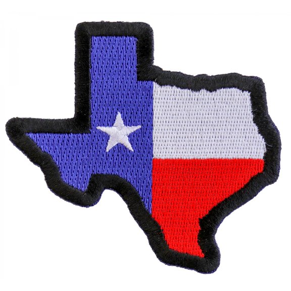Texas Map Texas Flag Black Border Patch