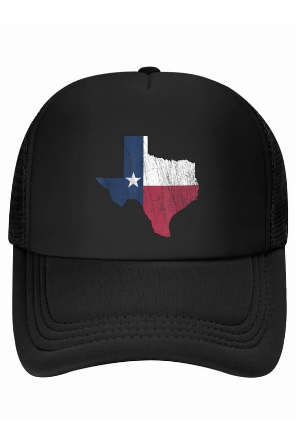 Texas Map - Worn / Distressed Design - Flag of Texas Baseball Cap