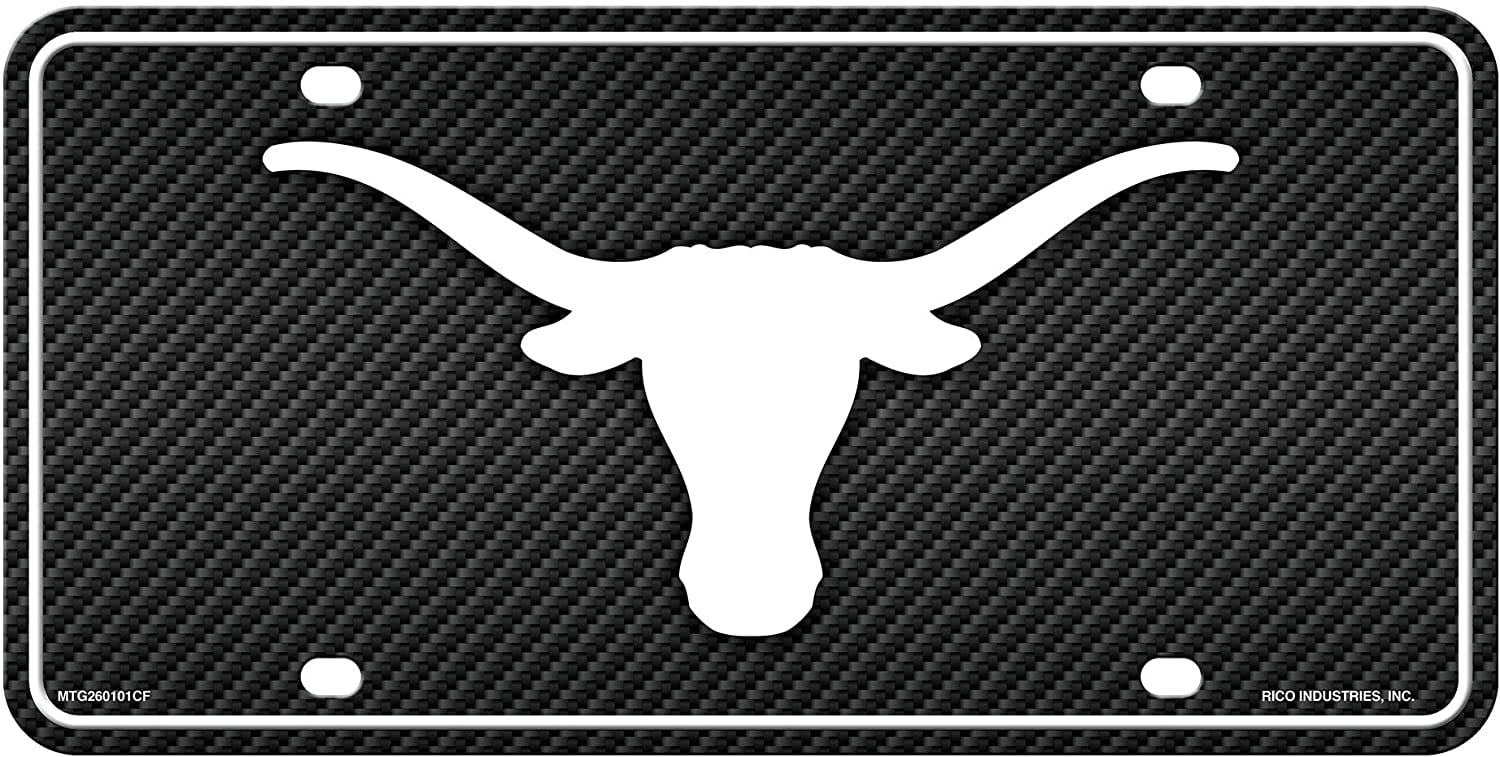 Texas NCAA Longhorns 12x6 Carbon Fiber Design Metal License Plate Auto Tag