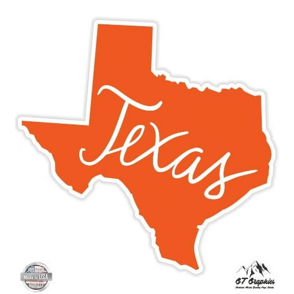 Texas Orange State Shape - 12" Vinyl Sticker Waterproof Decal