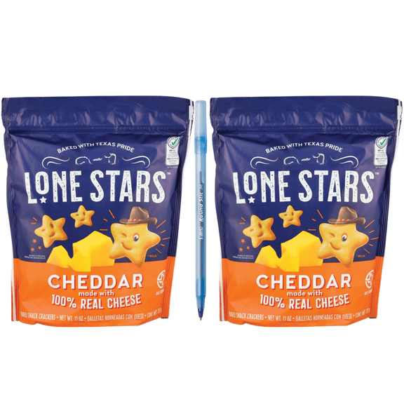 Texas Original Cheddar Lone Stars Baked Snack Crackers 2-PK 11 oz Each