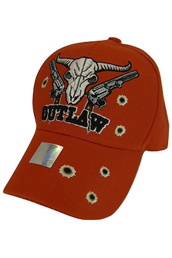 Texas Outlaw & Bullet Holes Men's Adjustable Baseball Cap (Red)