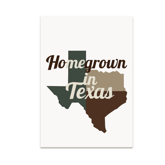 Texas Outline Wall Art - Texas Homegrown Pride - 13x19 Poster Print