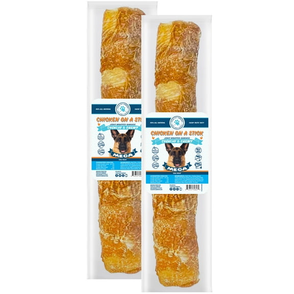 Texas Pet Company Chicken Jerky Wrapped Rawhides for Dogs 2 in 1 Dog Chew Mega Size 2 Ct
