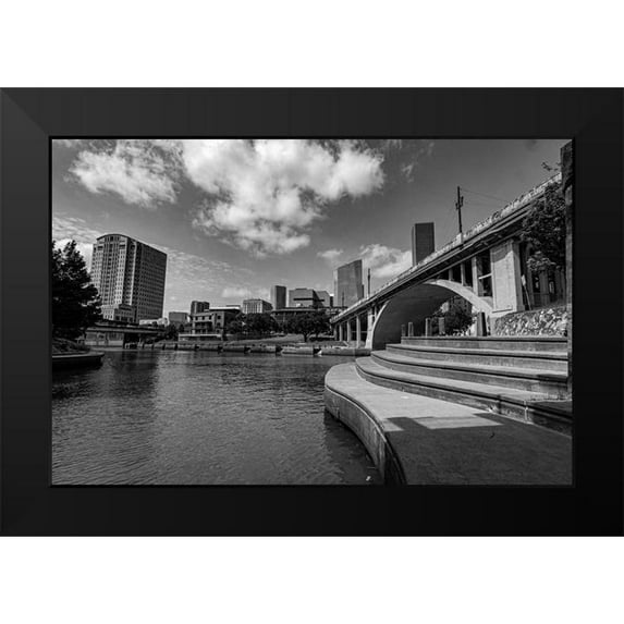Texas Picture Archive 14x11 Black Modern Framed Museum Art Print Titled - Buffalo Bayou Trail-Championship Park-Downtown Houston-Texas