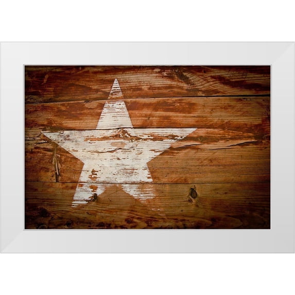 Texas Picture Archive 32x23 White Modern Wood Framed Museum Art Print Titled - Texas White Star