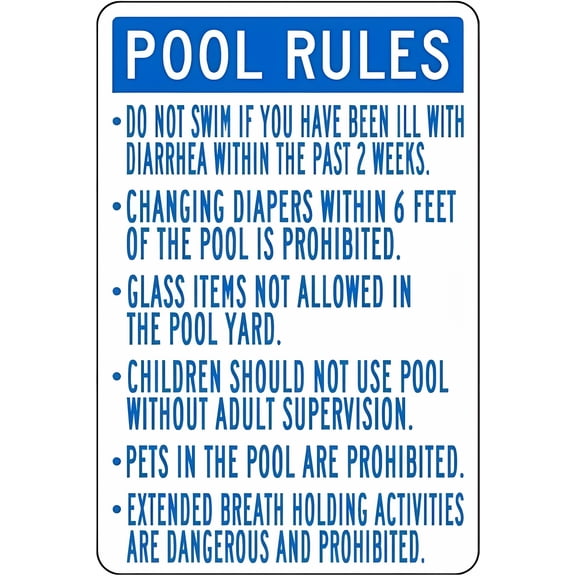 Texas Pool Rules Sign - 8"x12" PropertySecurity Recreation Metal Tin, Themed Pool Decor for Home Work Outdoor Indoor